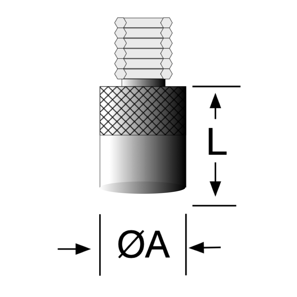 Schematic drawing of the common radius contact point for dial indicators.