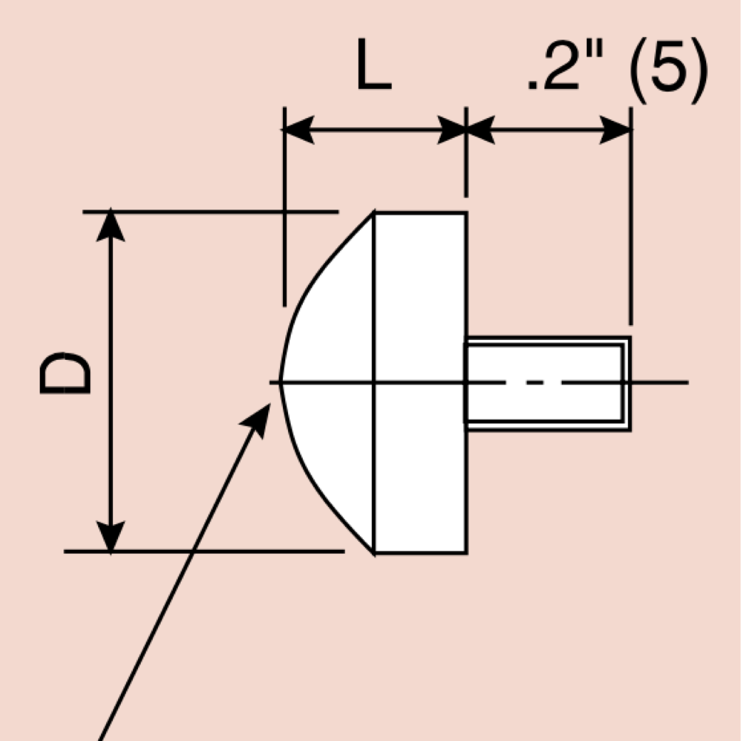 Mitutoyo spherical contact point schematic drawing with dimensions